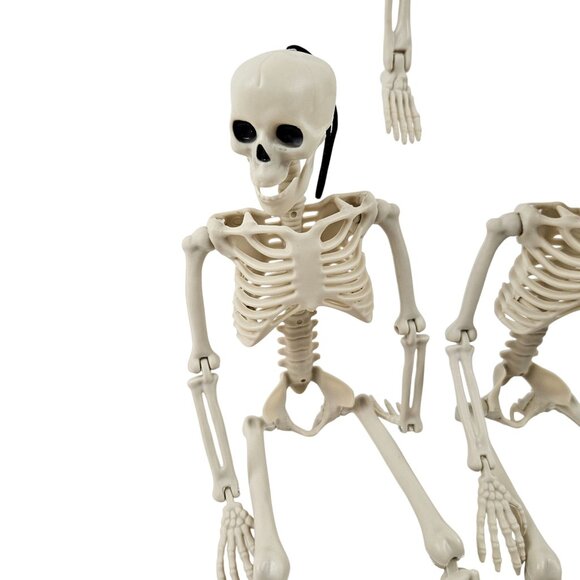 Skeletons Set of 4 Hanging Posable 16 in Full Body Halloween Decor Plastic - Picture 5 of 13